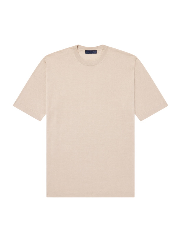 Photo: Thom Sweeney - Cashmere and Silk-Blend Knitted T-Shirt - Neutrals