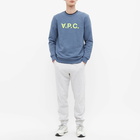 A.P.C. Men's VPC Neon Logo Crew Sweat in Navy/Yellow