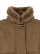 Blancha Brown Bomber Jacket With Fur Collar And Patch Pockets In Leather Woman