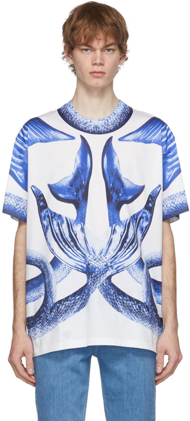 Photo: Burberry White Oversized Mermaid Tail Print T-Shirt