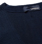 Lardini - Slim-Fit Double-Breasted Knitted Cotton Sweater Vest - Navy