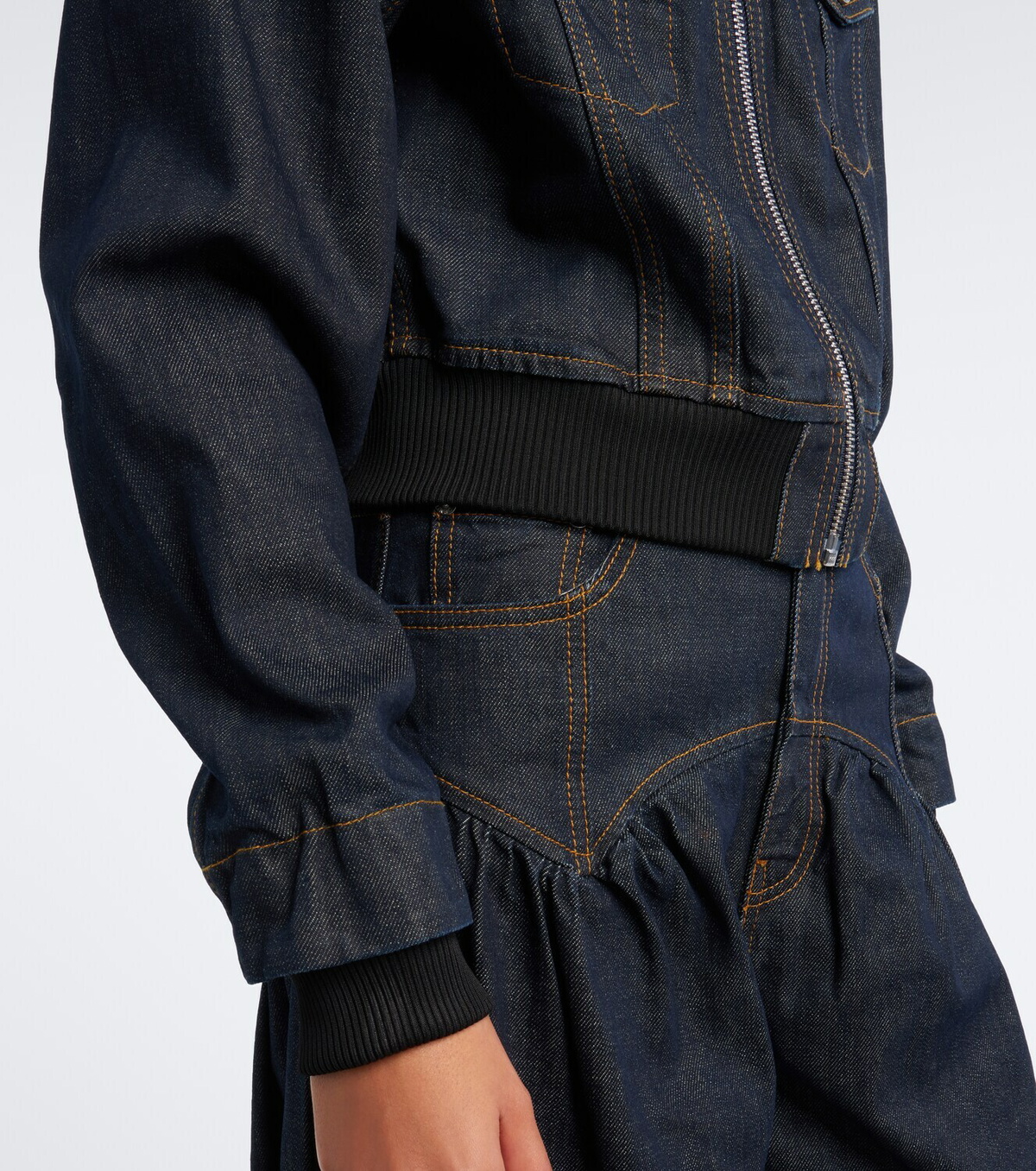 Ganni Cropped denim blouson jacket