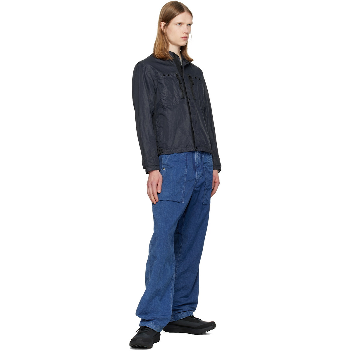Stone Island Navy 3100001 Hollow Fibre Indigo-TC Marmo Corrosion Trousers