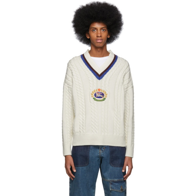 Photo: Burberry White Bedworth V-Neck Sweater