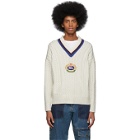 Burberry White Bedworth V-Neck Sweater