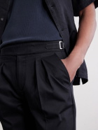 Mr P. - Steve Tapered Pleated Cotton Trousers - Black