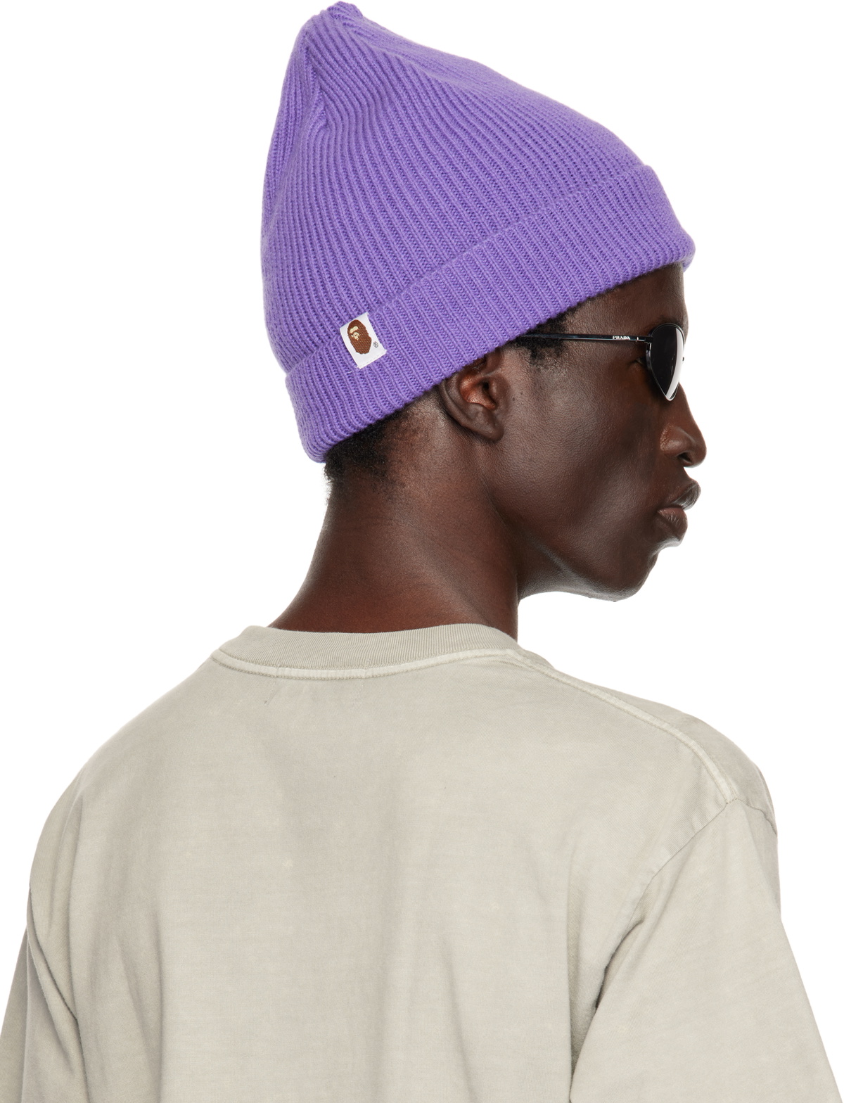 BAPE Purple One Point Knit Beanie A Bathing Ape