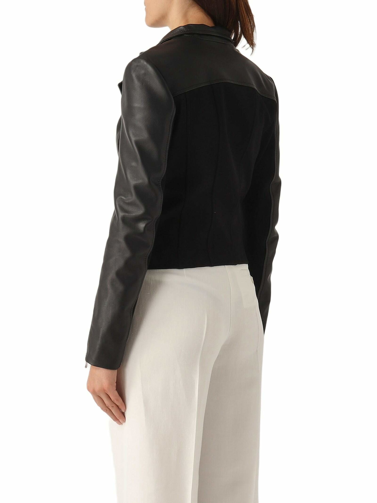 Pinko Changes Chiodo Pelle Bimateriale Jacket