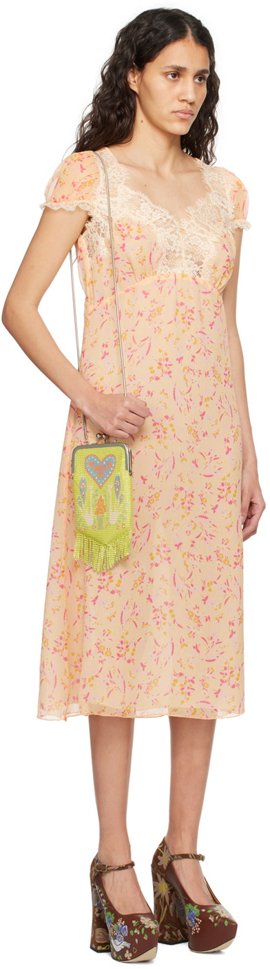 Anna Sui Orange Floral Midi Dress