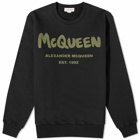 Alexander McQueen Men's Graffiti Logo Crew Sweat in Black/Khaki