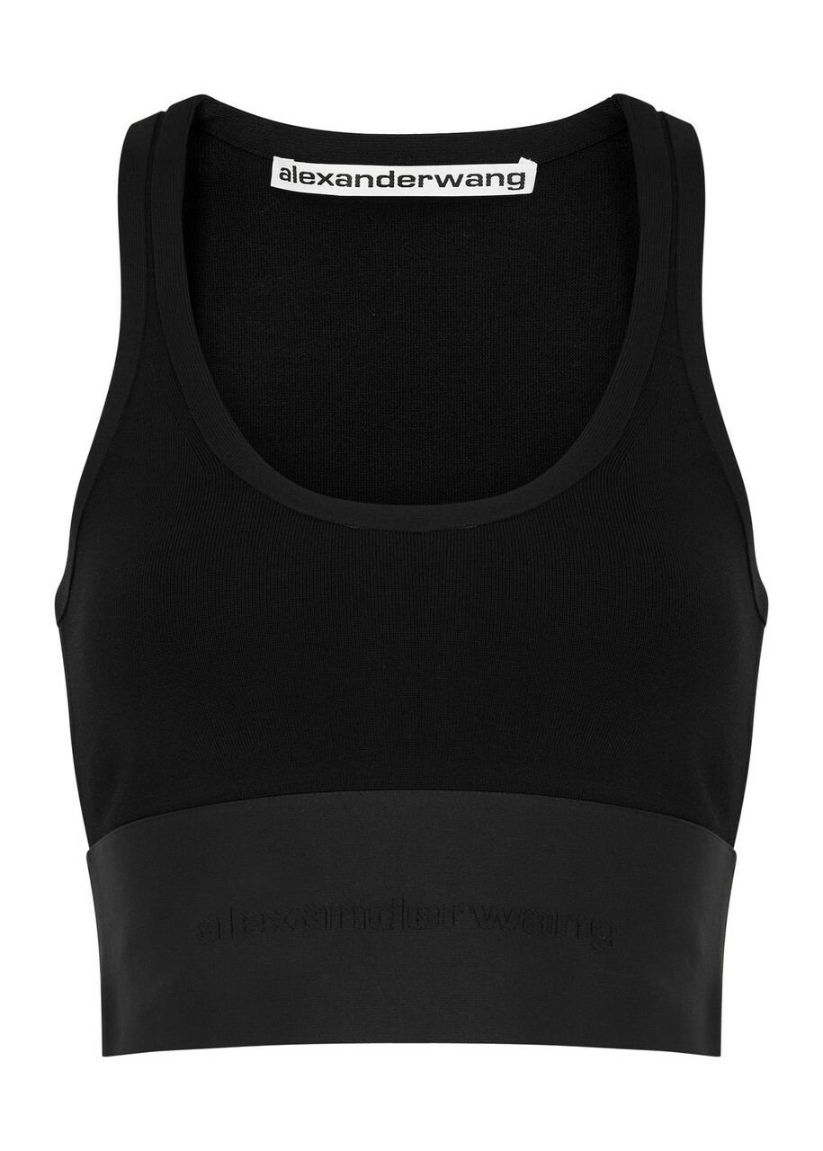 Alexander Wang Logo Ribbed-knit bra top Black Alexander Wang