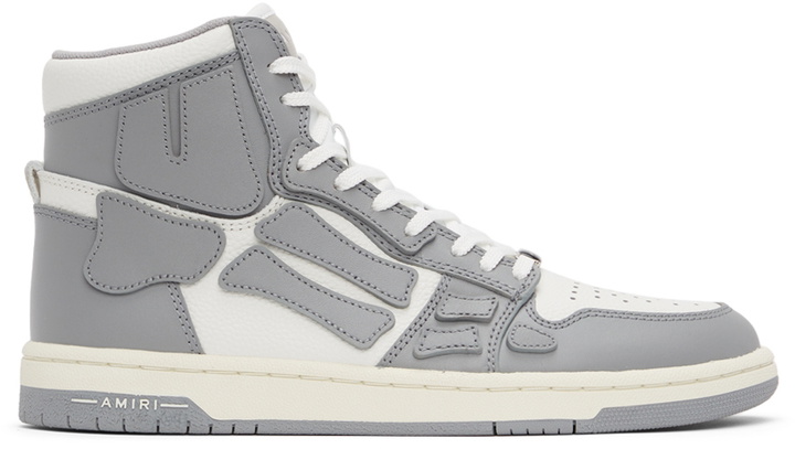 Photo: AMIRI White & Grey Hi Skel Top Sneakers