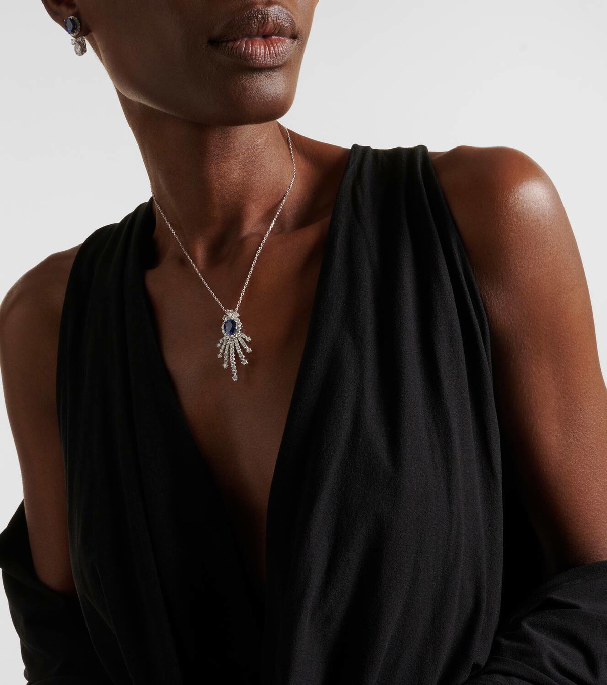 Yeprem Reign Supreme 18kt white gold necklace with sapphire and diamonds