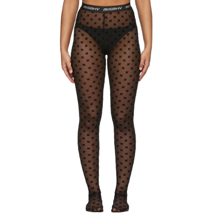 MISBHV Black Monogram Mesh High-Waisted Tights MISBHV