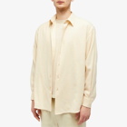 Auralee Men's Wool Viyella Shirt in Ivory White