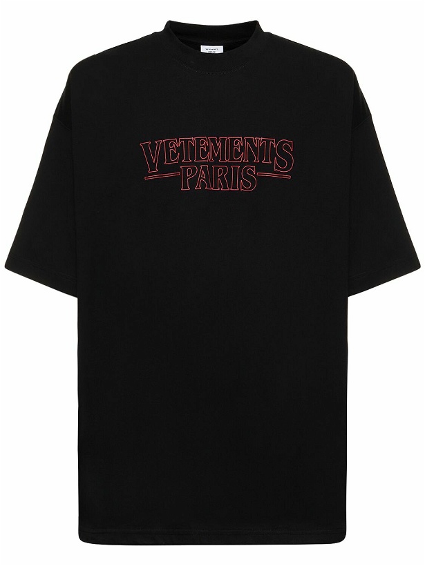 Photo: VETEMENTS - Paris Logo Printed Cotton T-shirt