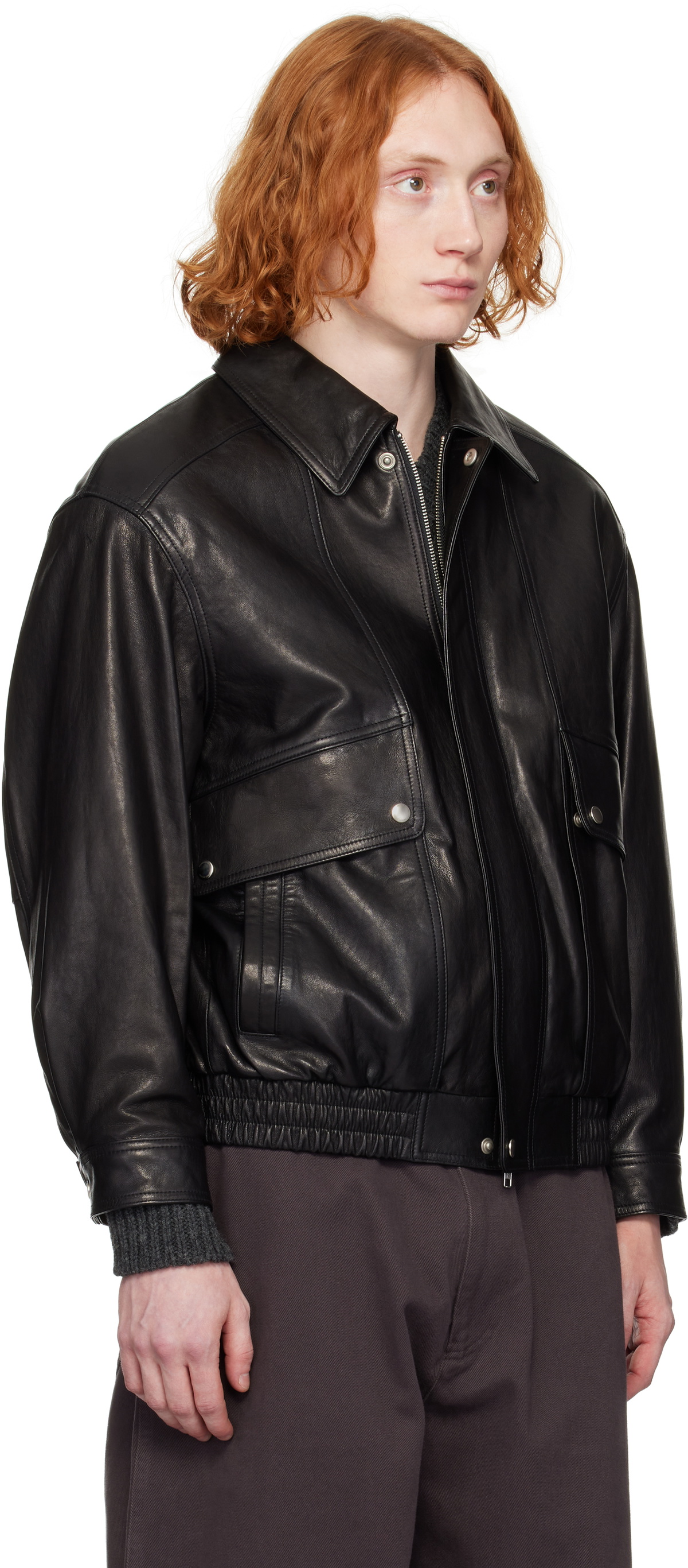 Dunst Black Oversized Vintage Leather Jacket Dunst