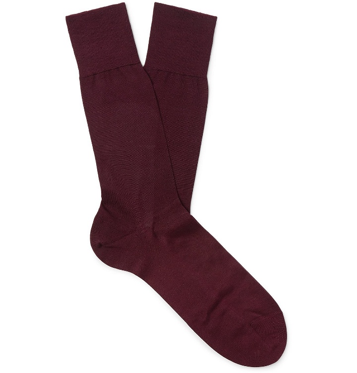 Photo: FALKE - No 4 Mulberry Silk-Blend Socks - Red