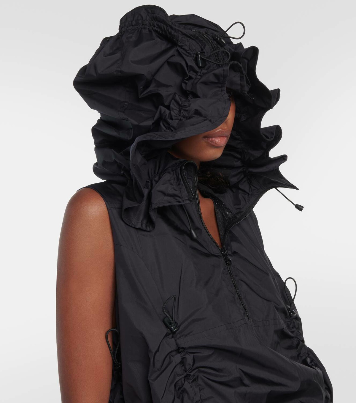 Junya Watanabe Ruched ripstop midi dress Junya Watanabe