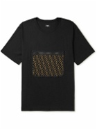 Fendi - Mesh-Trimmed Cotton-Jersey T-Shirt - Black