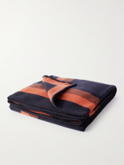 Mulberry - Leather-Trimmed Striped Logo-Jacquard Lambswool Blanket