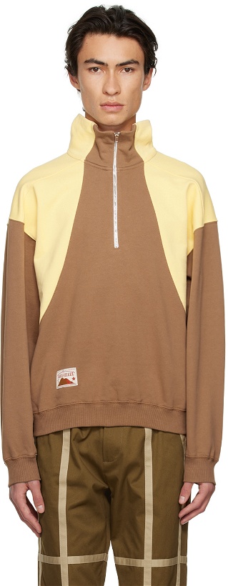 Photo: Kijun SSENSE Exclusive Brown & Yellow Half-Zip Sweatshirt
