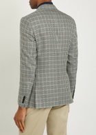 Lardini Houndstooth Cotton and Flax-blend Blazer Grey
