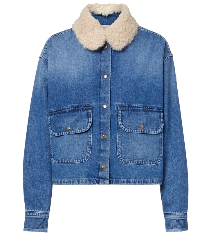 Photo: Moncler Teddy-trimmed denim shirt