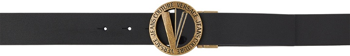 Photo: Versace Jeans Couture Black V-Emblem Round Reversible Belt