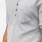 Thom Browne Men's Pinstripe Micro Waffle Polo Shirt in Light Grey