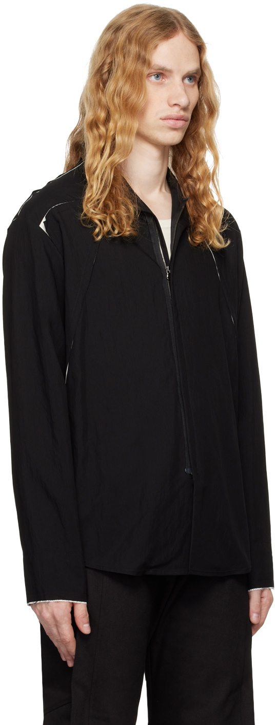 CARNET-ARCHIVE Black Skin-Off Zip-Up Jacket