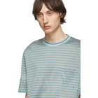 Lanvin Green Striped Embroidered Logo T-Shirt