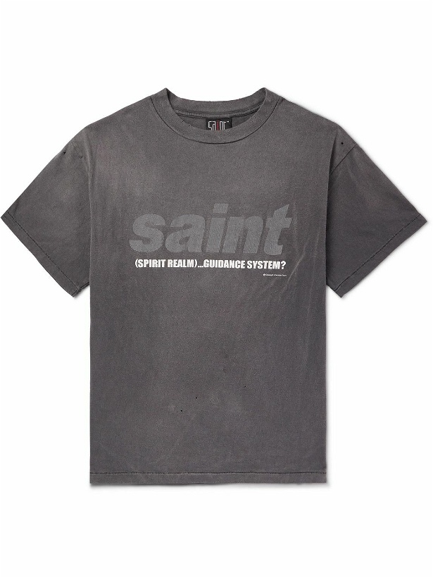 Photo: SAINT Mxxxxxx - Saint Spirit Printed Cotton-Jersey T-Shirt - Black