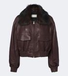 Nour Hammour Shearling-trimmed leather blouson jacket