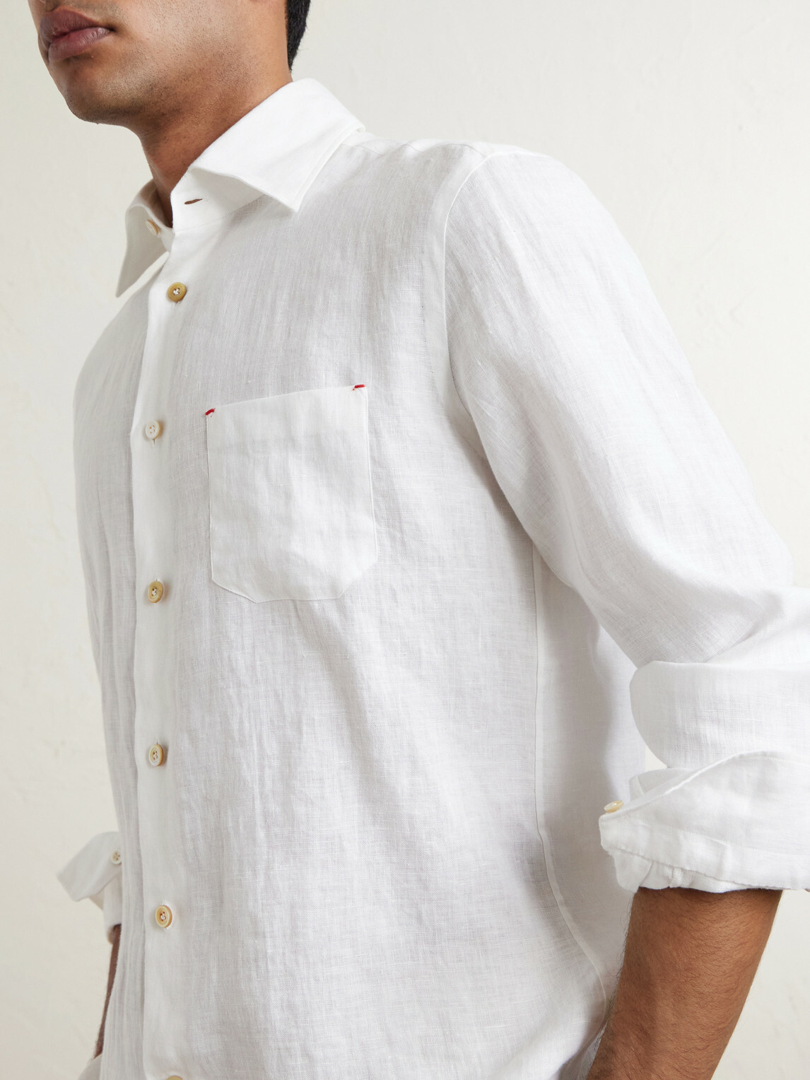 Kiton - Straight Cut Linen Shirt - White