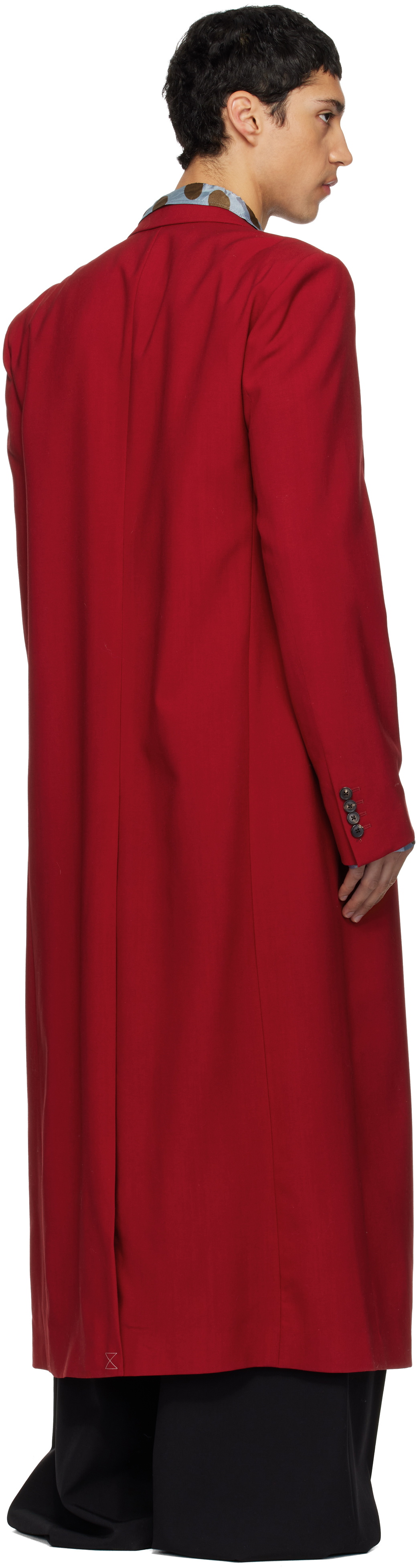 Dries Van Noten Red Wool Long Coat Dries Van Noten
