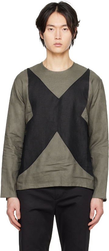 Photo: Strongthe SSENSE Exclusive Green Paneled Baby Long Sleeve T-Shirt