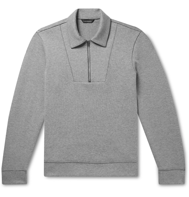 Photo: Club Monaco - Mélange Cotton-Blend Half-Zip Sweatshirt - Gray