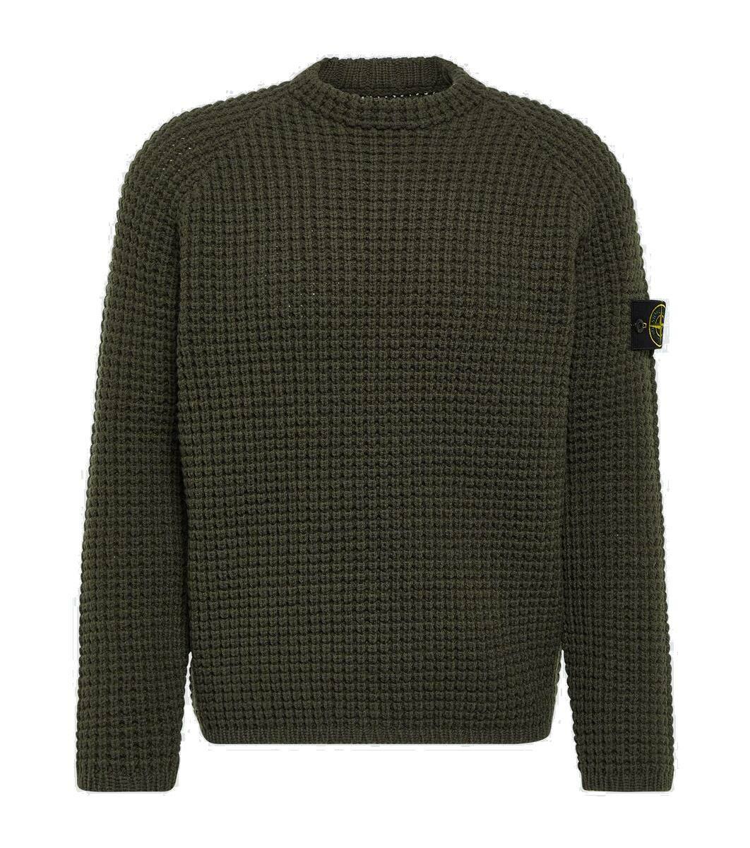 【00's】STONE ISLAND WOOL KNIT FOODIE STONE ISLAND Pure Wool Sweater 'Sage' 7915568T1-V0055