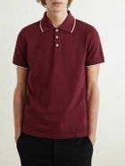 SAINT LAURENT - Slim-Fit Logo-Embroidered Cotton-Piqué Polo Shirt - Burgundy