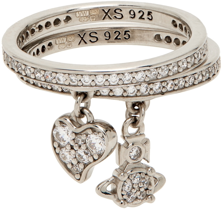 Vivienne Westwood Silver Heart Orb Brandita Ring Set