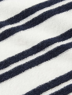 ONIA - Zach Striped Cotton-Blend Terry Polo Shirt - Blue