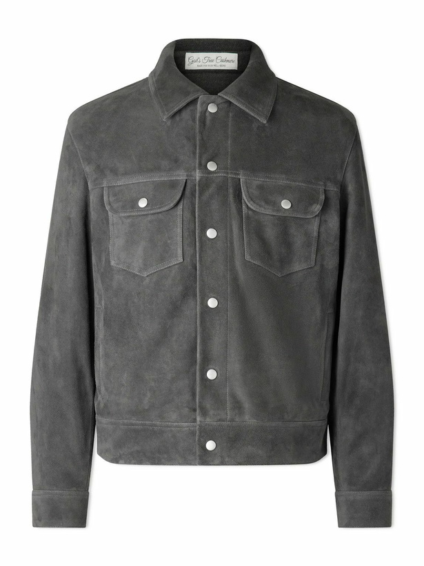 Photo: FRAME - Suede Trucker Jacket - Gray