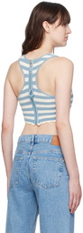 GANNI Blue & Off-White Racerback Tank Top