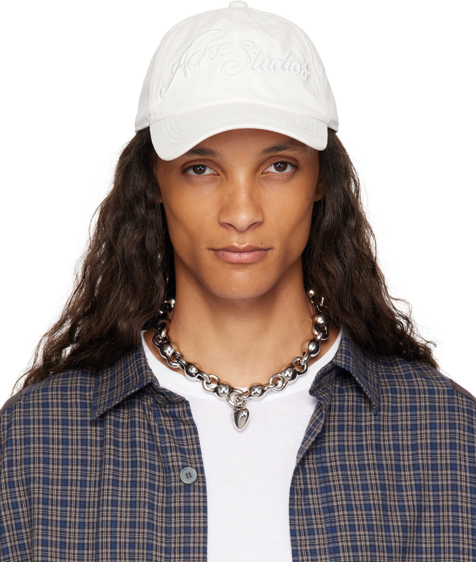 Acne Studios White Logo Cap‎ Acne Studios - Embroidered logo cap - White main image 2