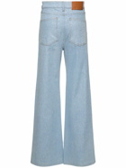 MSGM Silver-coated Denim Low Rise Wide Jeans
