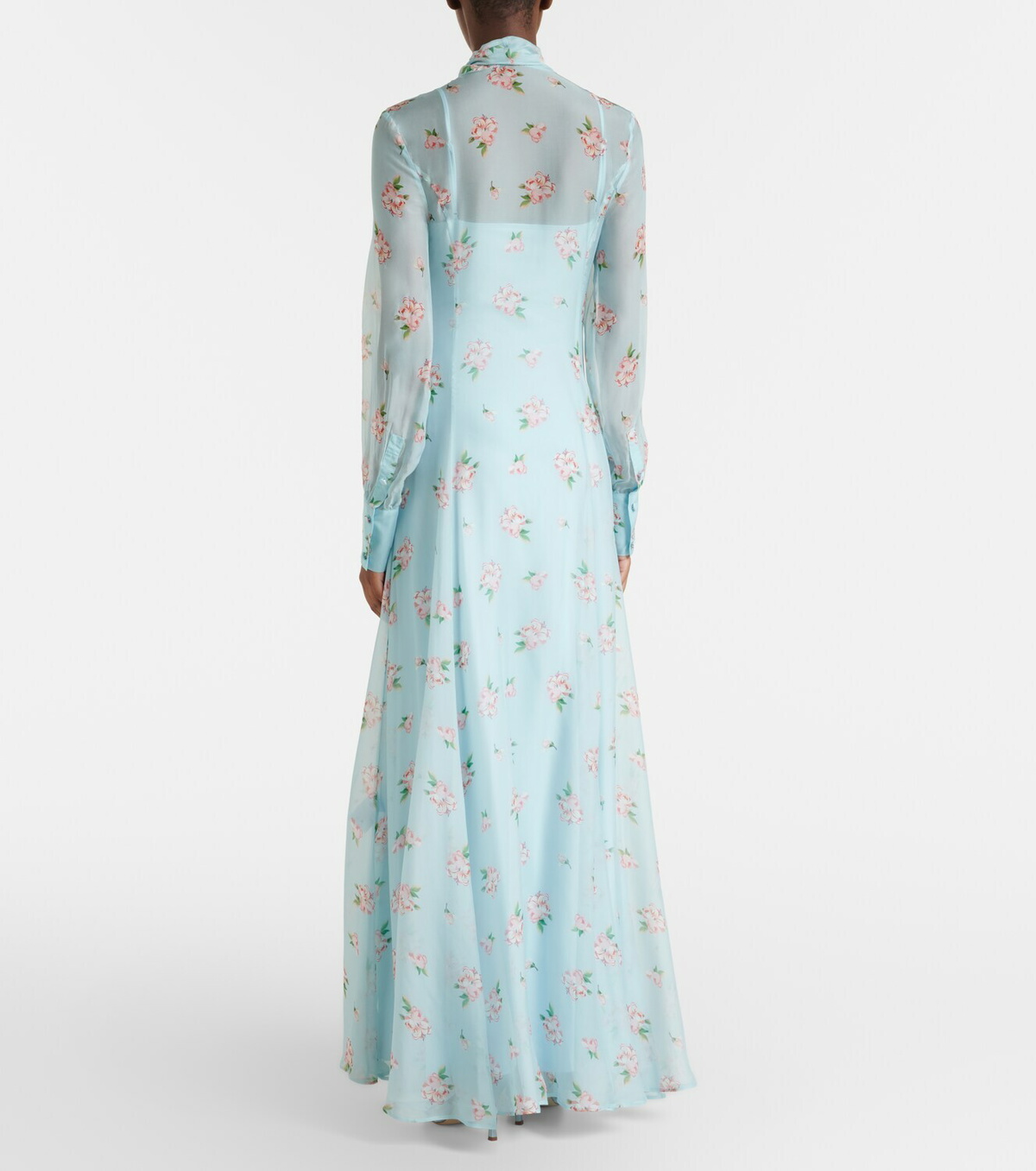 Leo Lin Lilith bow-detail floral chiffon maxi dress