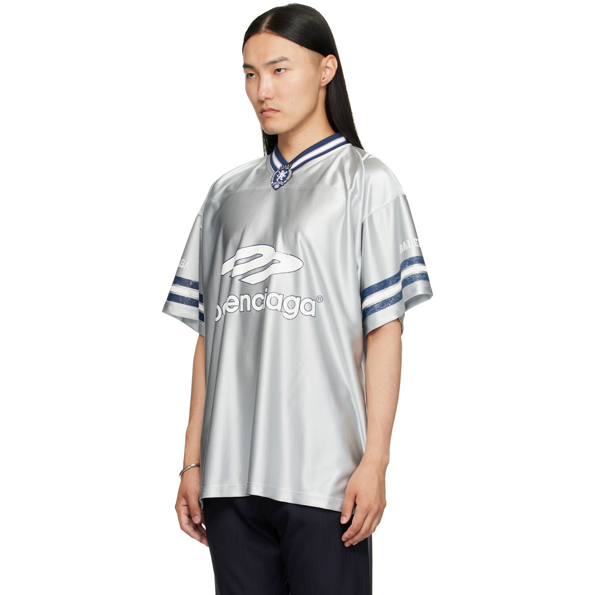 Balenciaga Gray V-Neck Oversized T-Shirt