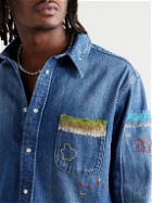 Marni - Embroidered Appliquéd Denim Shirt Jacket - Blue