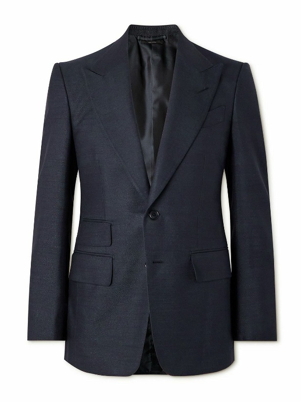 Photo: TOM FORD - Shelton Slim-Fit Silk-Faille Suit Jacket - Blue